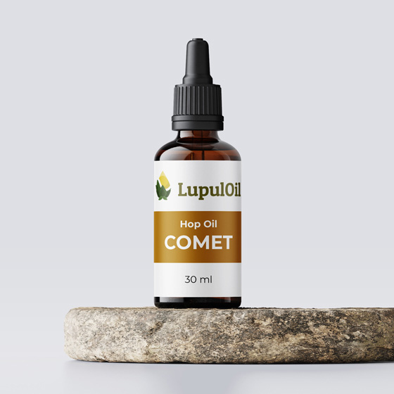 Humulus lupulus, variedad Comet Hop Oil, familia Cannabaceae.